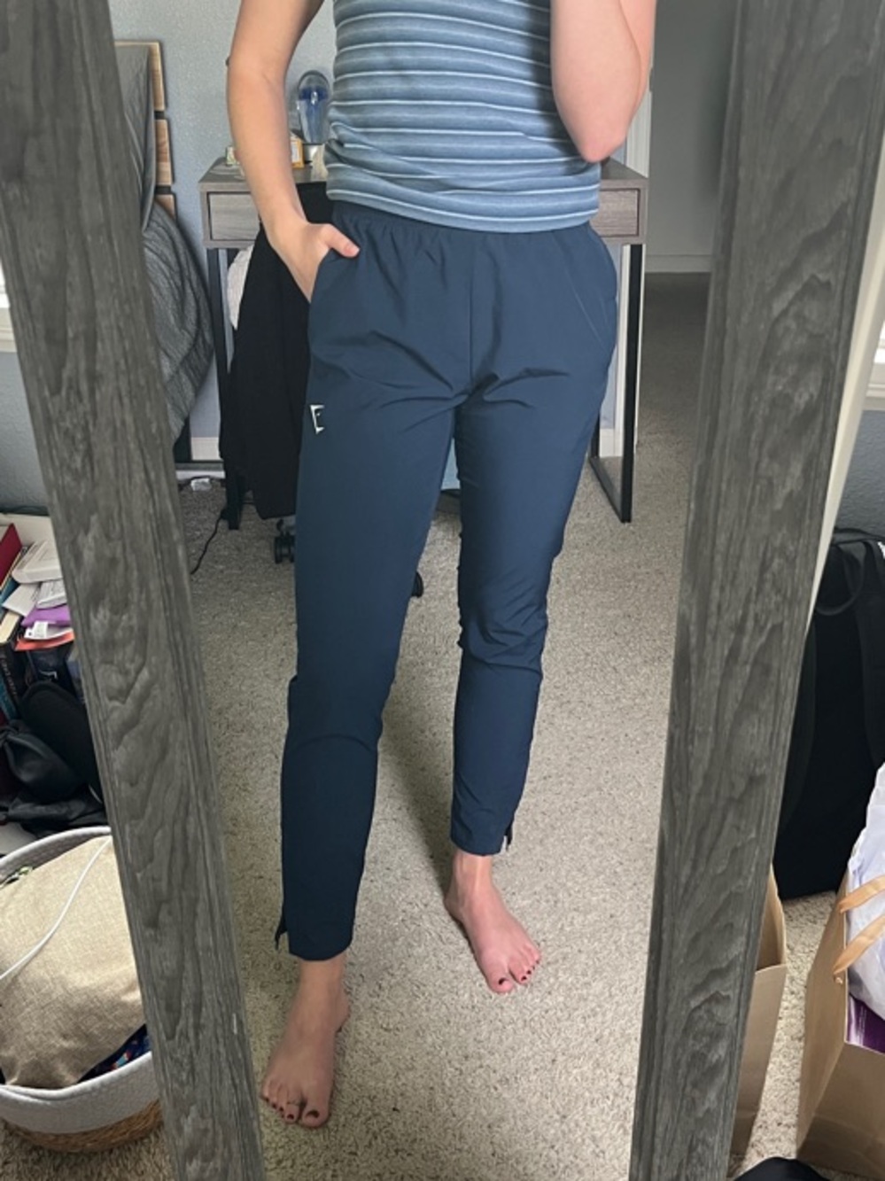 Gymshark Navy Track Joggers with Tapered Leg